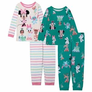 DISNEY MINNIE MOUSE Character Kids Youth Girls 4-piece Cotton Pajama Set